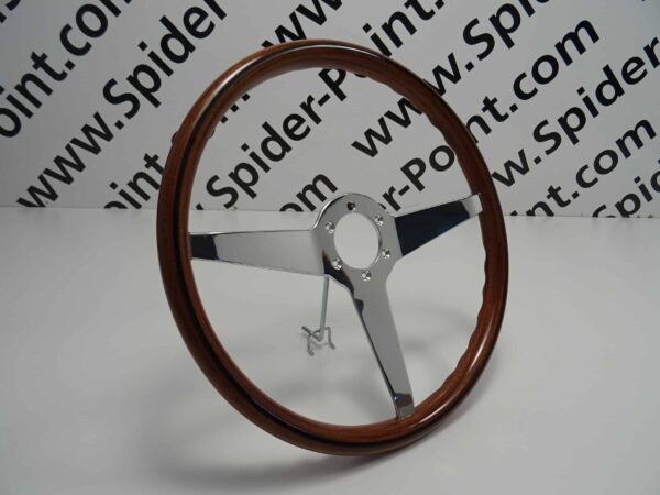 wood steering wheel 39cm - 3 chrome spokes Fiat 124 Spider