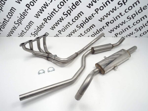 Exhaust system stainless steel 68-79 3-piece 60mm tailpipe Fiat 124 Spider